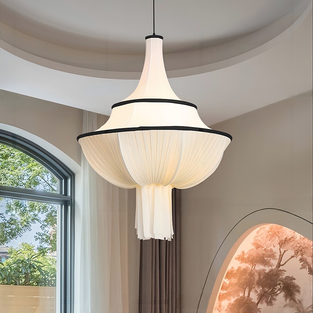 French Cream Style Satin Fabric Chandelier