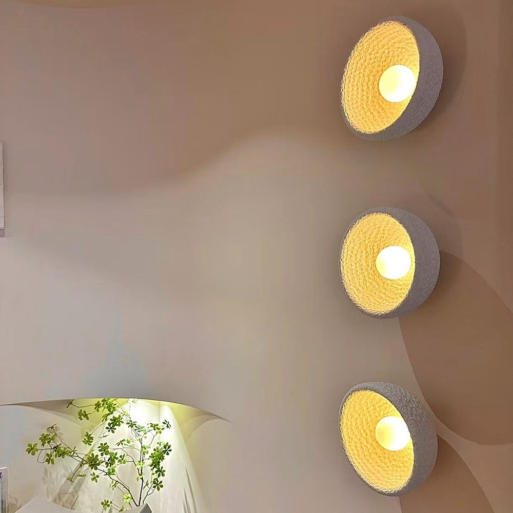 Wabi Sabi Style Retro White Resin Frosted Texture Wall Lamp