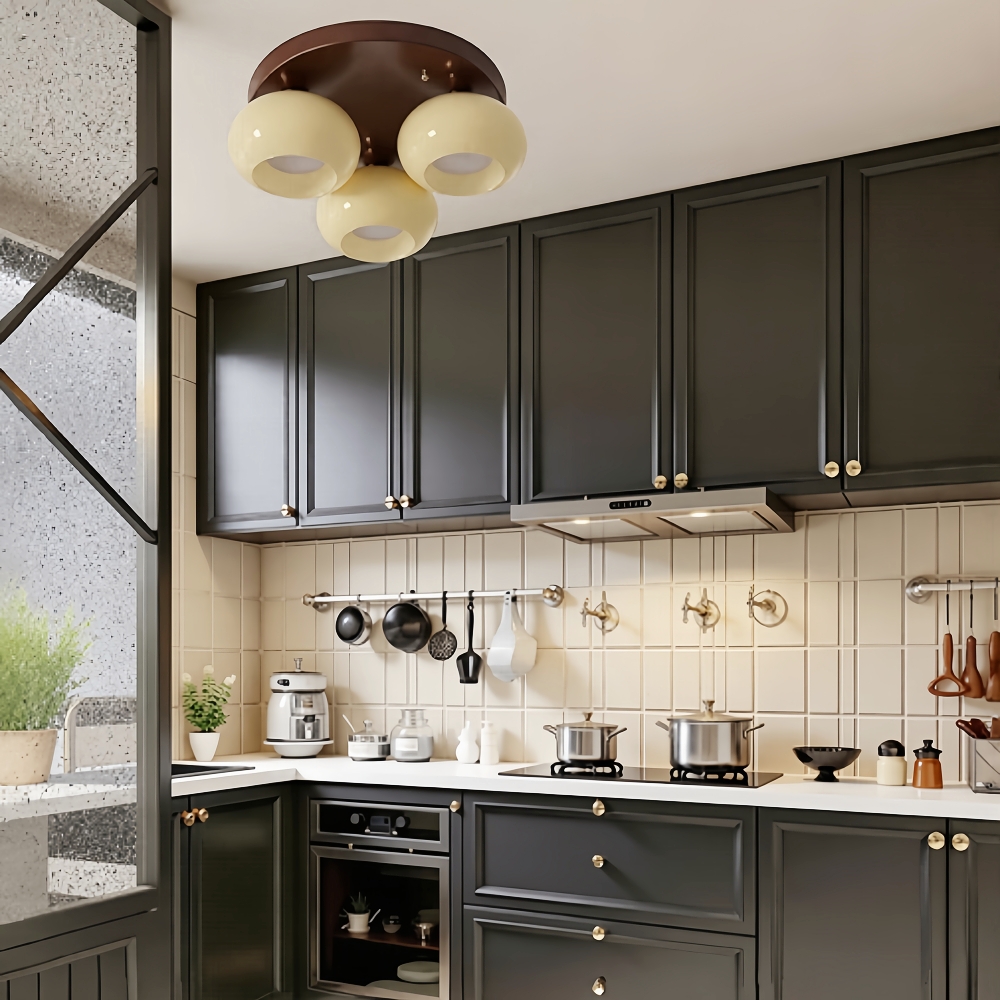 Mirad Retro Persimmon Glass Ceiling Light Bedroom Living Room