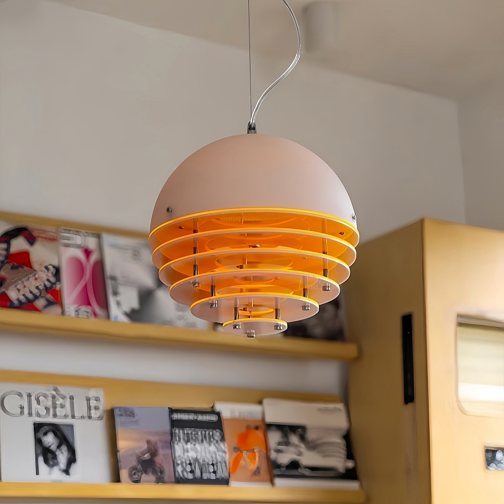 Vintage Bauhaus Sunset Orange Acrylic Pendant Bar Light Fixture