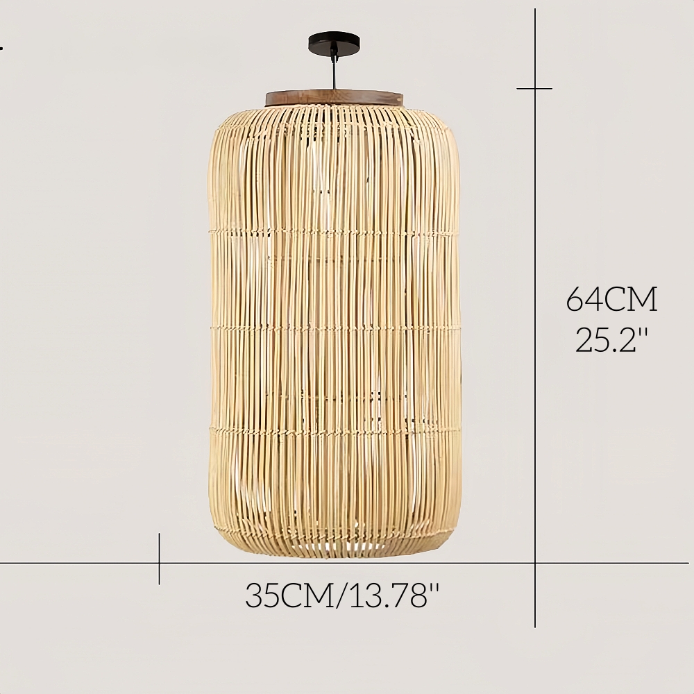 Retro Style Capsule Shaped Rattan Pendant Light Dining Living Room