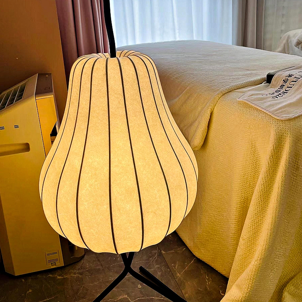 Modern Style Pear Shaped Silk Floor Lamp Creative Living Room Lighting Decoration