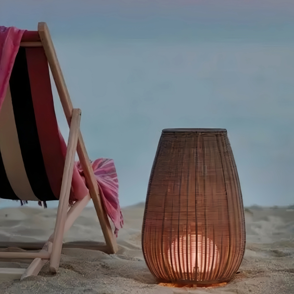 Outdoor Waterproof Rattan Floor Lamp Courtyard Lawn Lamp