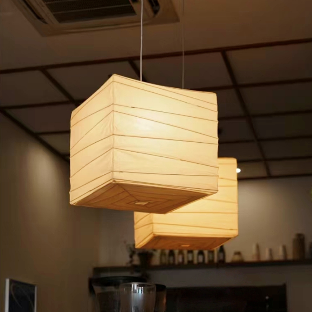 Japanese Style Paper Art Square Pendent Lamp