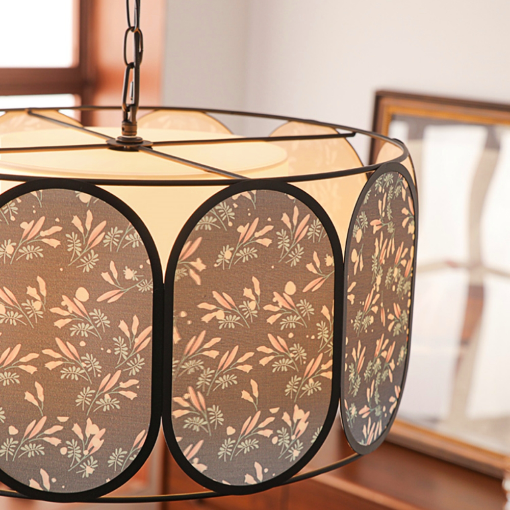 French Vintage Floral Fabric Pendant Light
