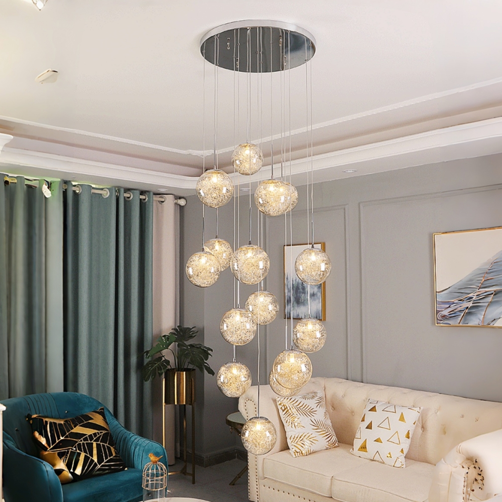 Villa Hollow Staircase Long Chandelier Modern Grand Foyer Lighting