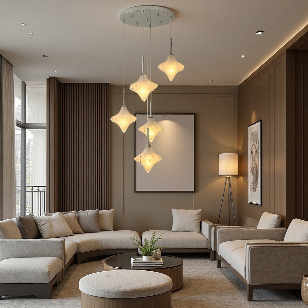 French-Style Murano Retro Star Glass Chandelier