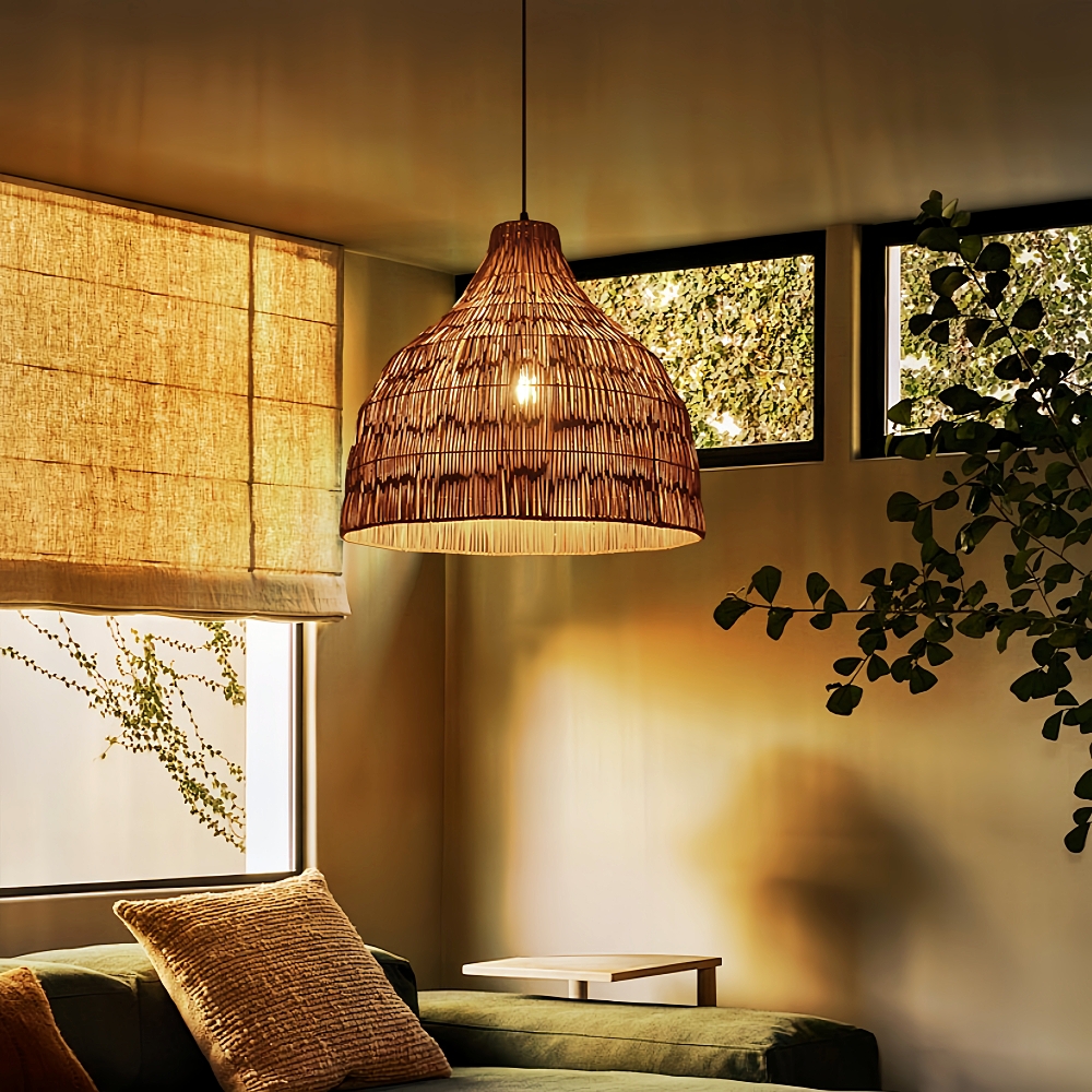 Japanese Retro Rattan Pendant Light Rustic Pastoral Charm