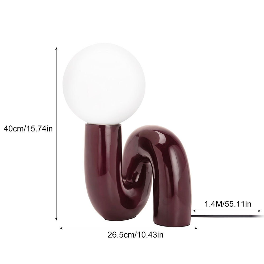 Postmodern Loop Resin Table Lamp With Frosted Glass Globe
