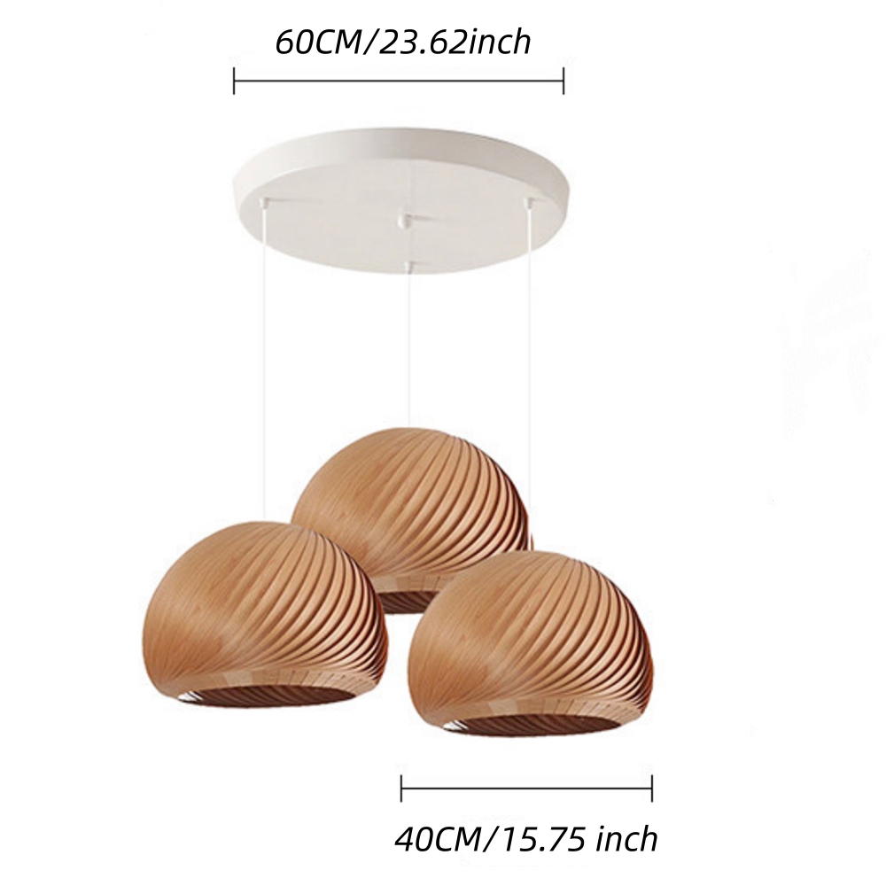 Spiral Wood Veneer Dome Pendant Light