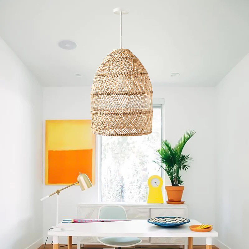 Basket Rattan Woven Lantern Chandelier Pendant Lamp Shade