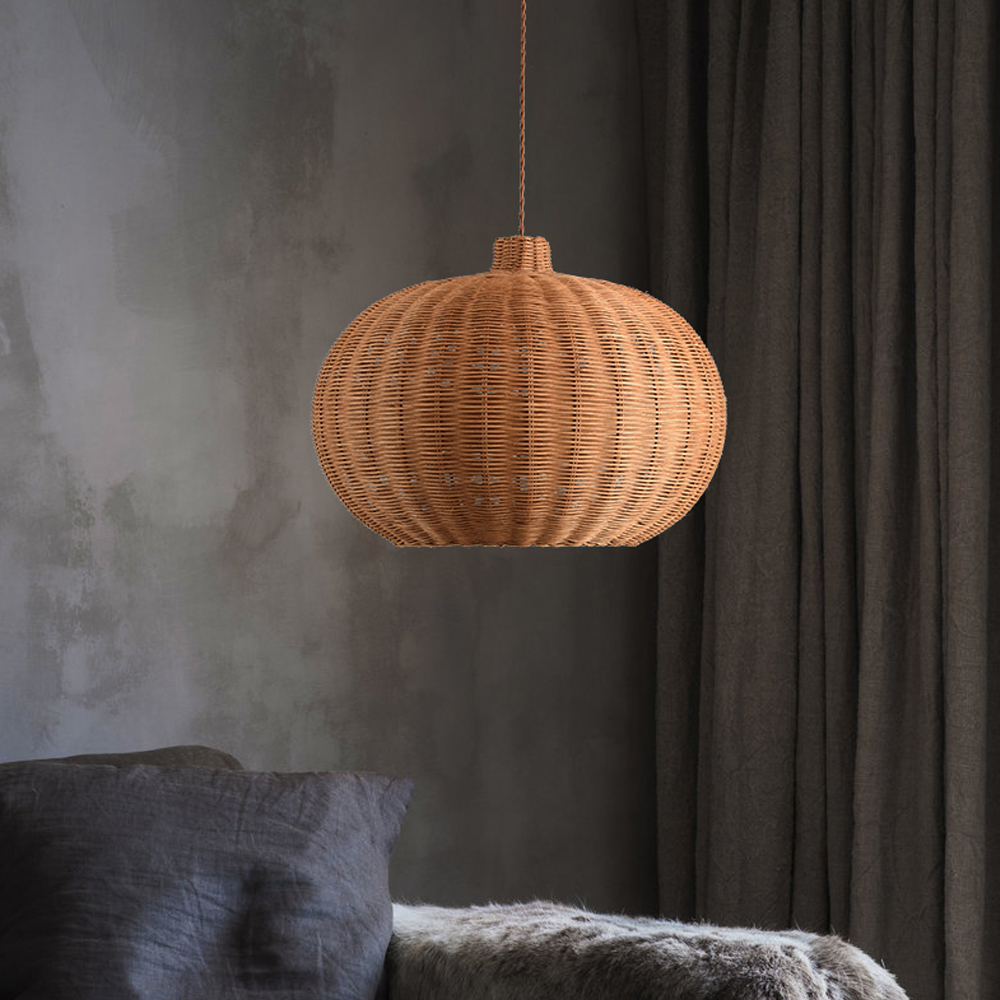 Wabi-sabi Rattan Hanging Light Bird's Nest Hand-woven Retro Lampshade