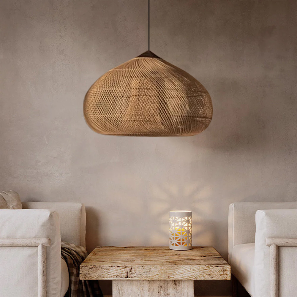 Trendy Rattan Pendant Light Wabi-sabi Style Retro Southeast Asian Chandelier