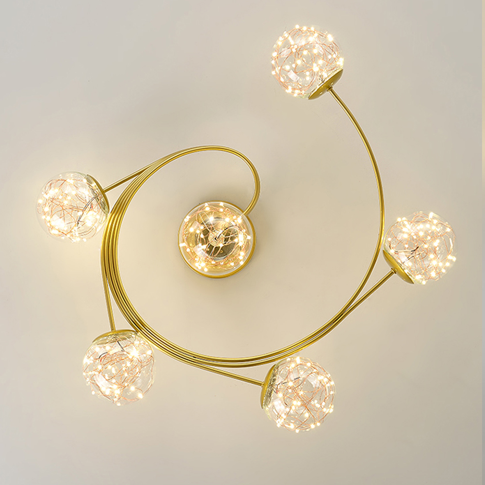 Nordic luxury star string chandelier glass bubble pendant lighting living room glass ball lamps