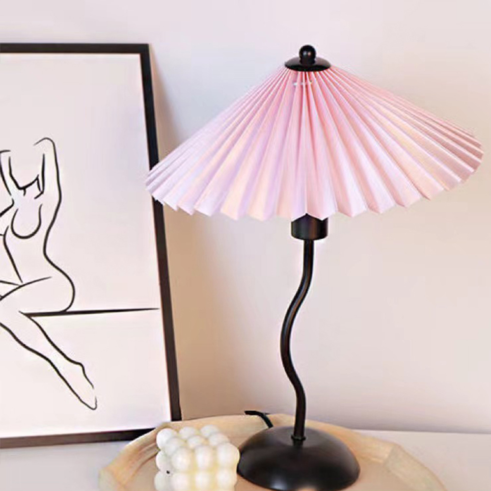 Nordic Simple Fabric Table Lamp Household Pleated Night Light