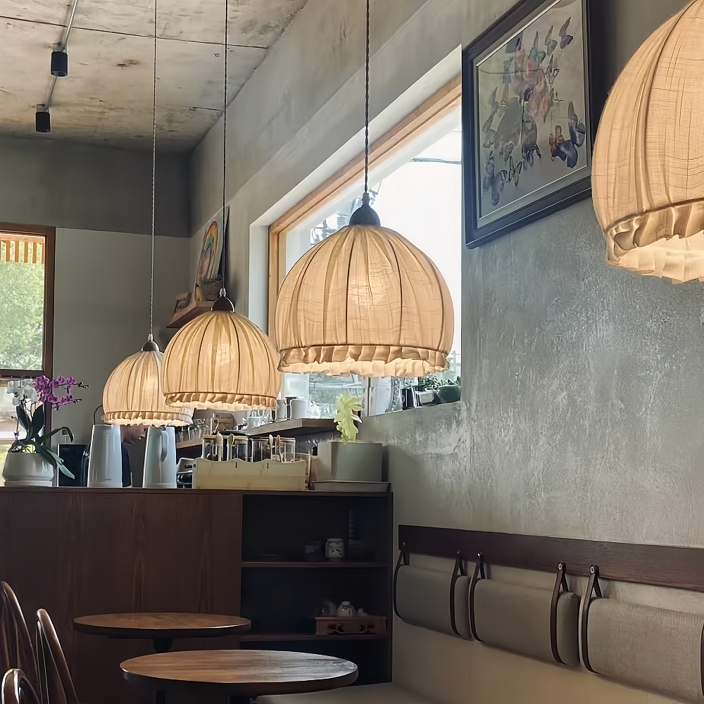Minimalist Cotton Linen Fabric Chandelier Japanese-style Retro Pendant Light