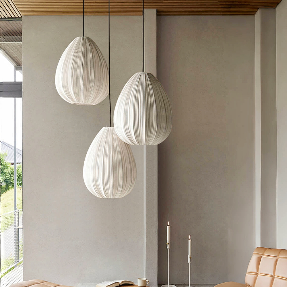 Wabi Sabi Style Retro Pleated Fabric Pendant Light
