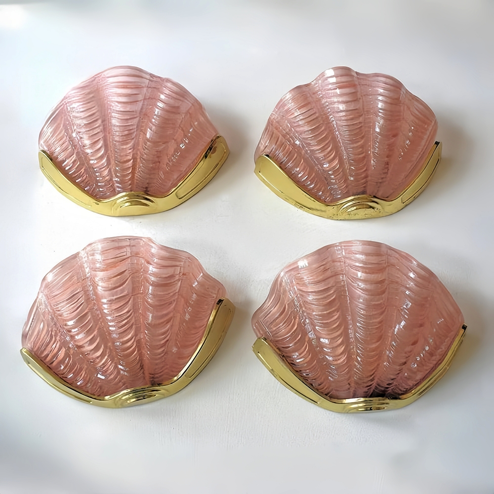 Brass Shell Glass Decorative Wall Lamp French Modern Living Room Bedroom Aisle Lighting Fixture