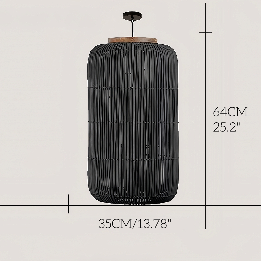 Retro Style Capsule Shaped Rattan Pendant Light Dining Living Room