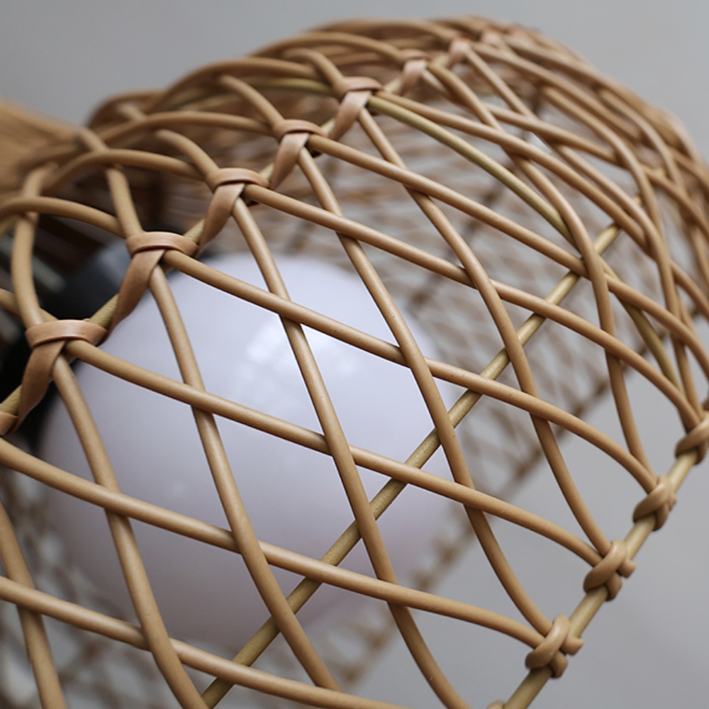 Outdoor courtyard waterproof rattan woven pendant light 16 inch decorative pendant light