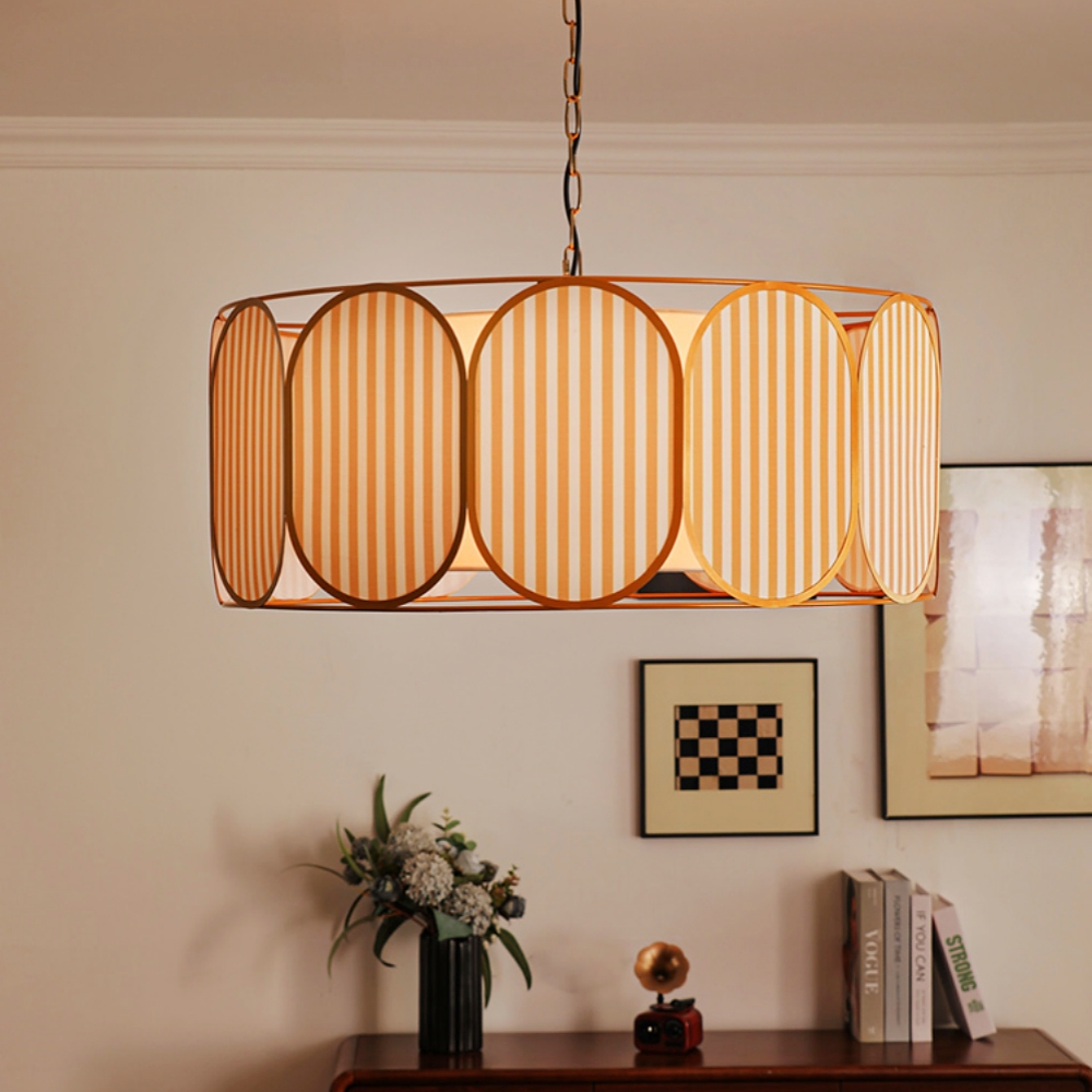 French Vintage Floral Fabric Pendant Light