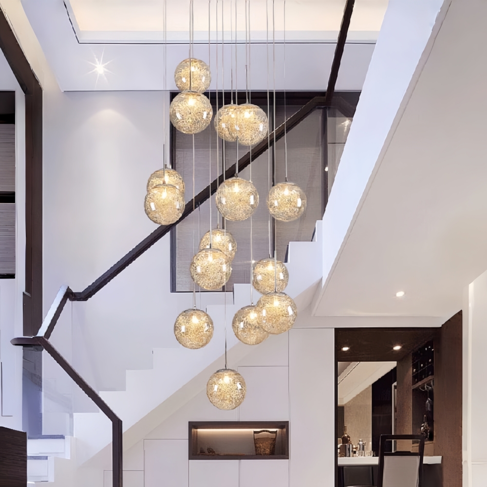Villa Hollow Staircase Long Chandelier Modern Grand Foyer Lighting