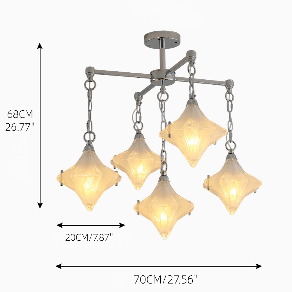 French-Style Murano Retro Star Glass Chandelier