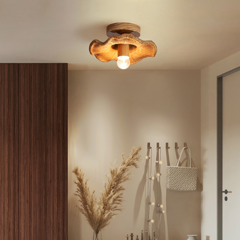 Retro Art Resin Ruffle Brown Ceiling Light
