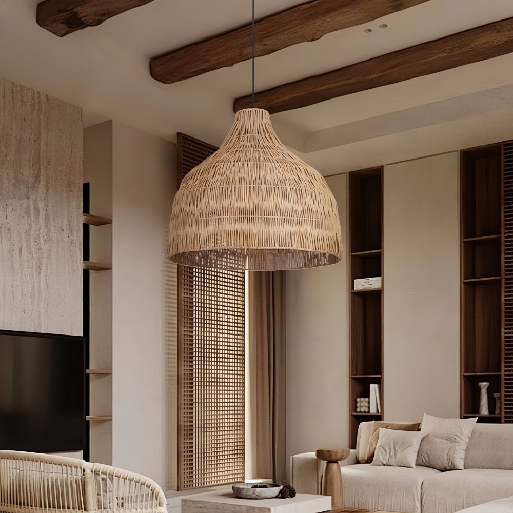 Japanese Retro Rattan Pendant Light Rustic Pastoral Charm