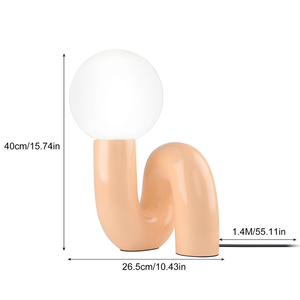 Postmodern Loop Resin Table Lamp With Frosted Glass Globe