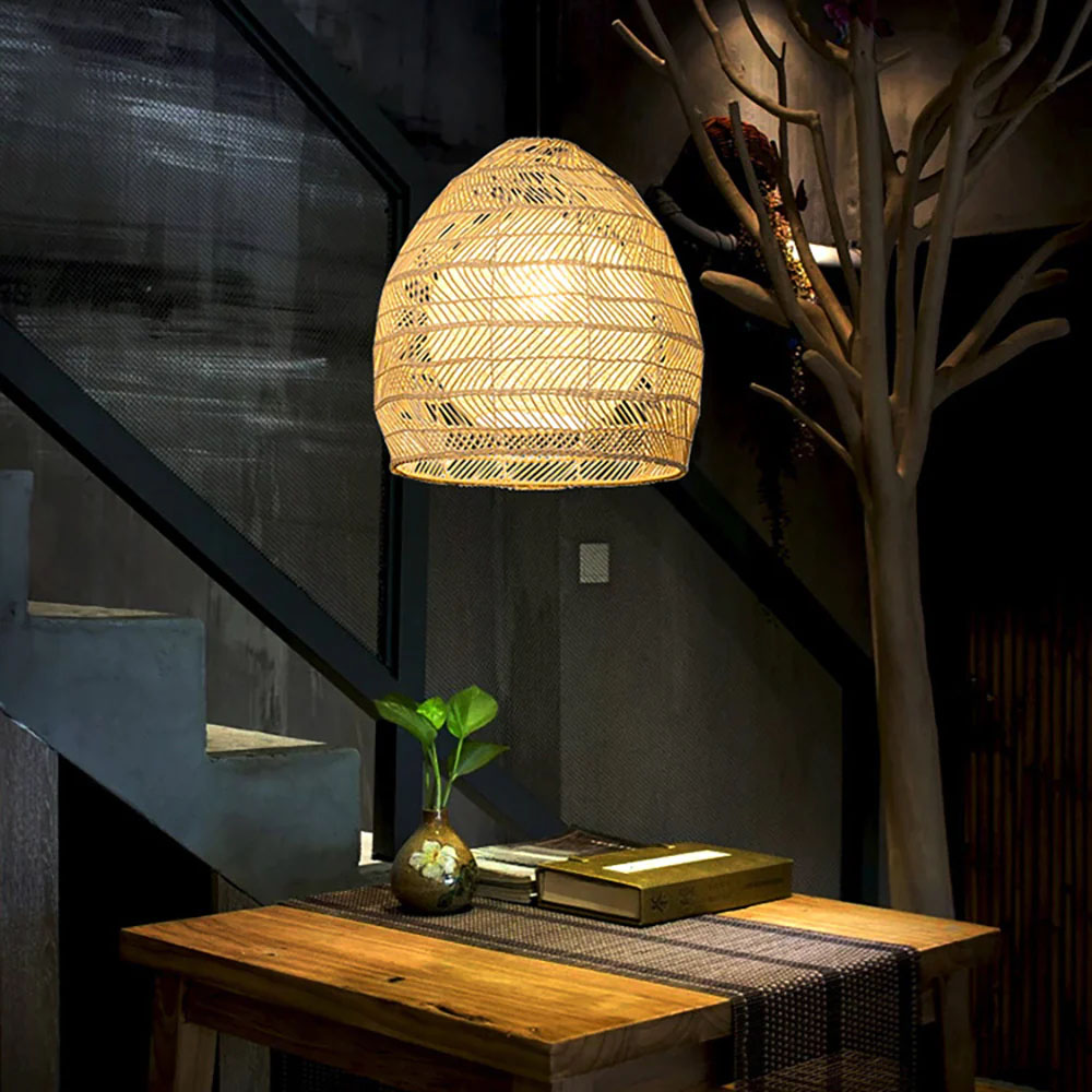 Luminaria Rattan Basket Pendant Light ampshade Simple Basket Rattan Chandelier