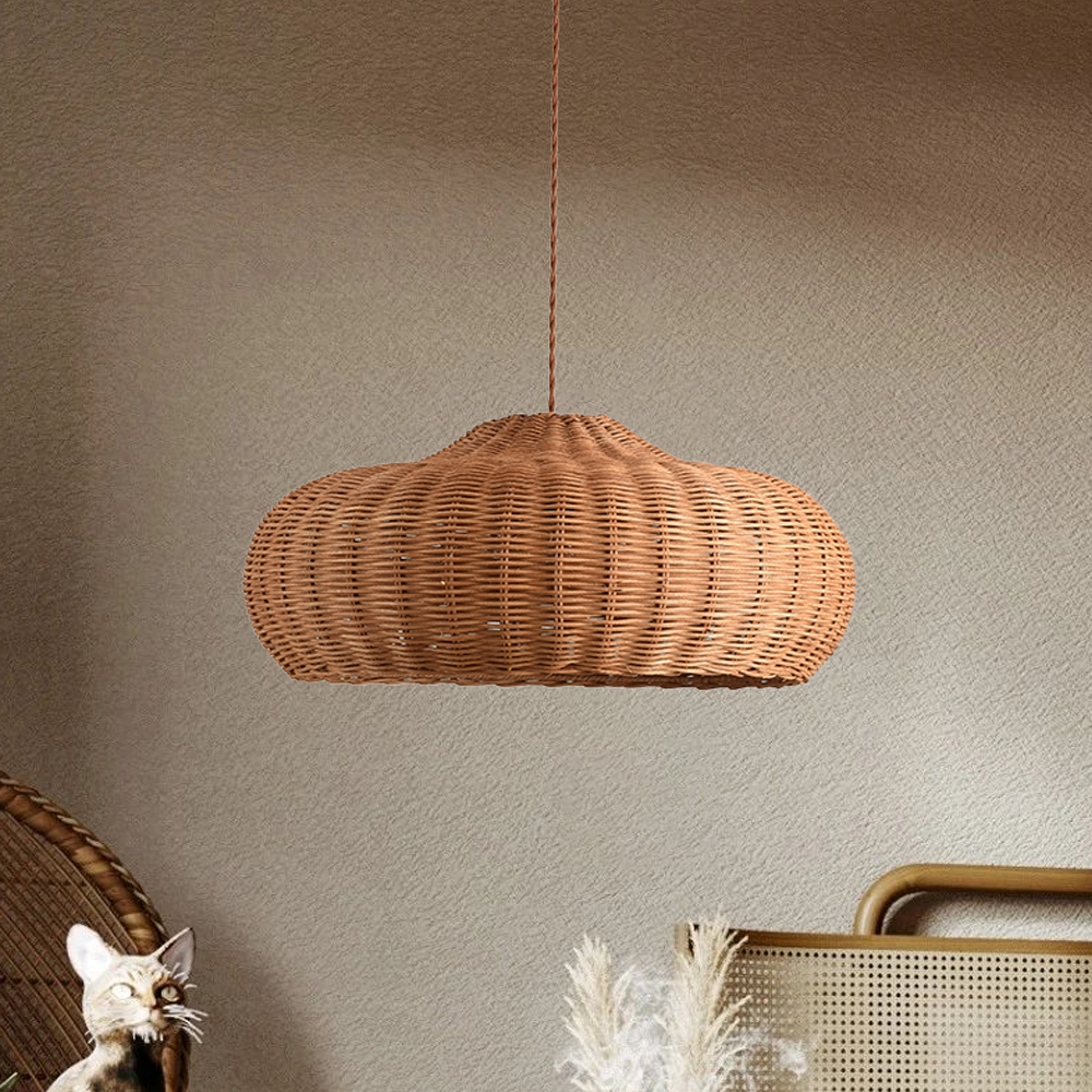 Wabi-sabi Rattan Hanging Light Bird's Nest Hand-woven Retro Lampshade