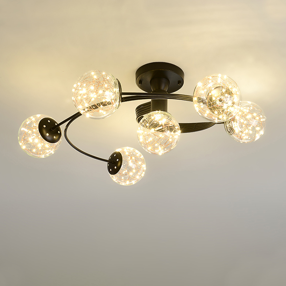 Nordic luxury star string chandelier glass bubble pendant lighting living room glass ball lamps