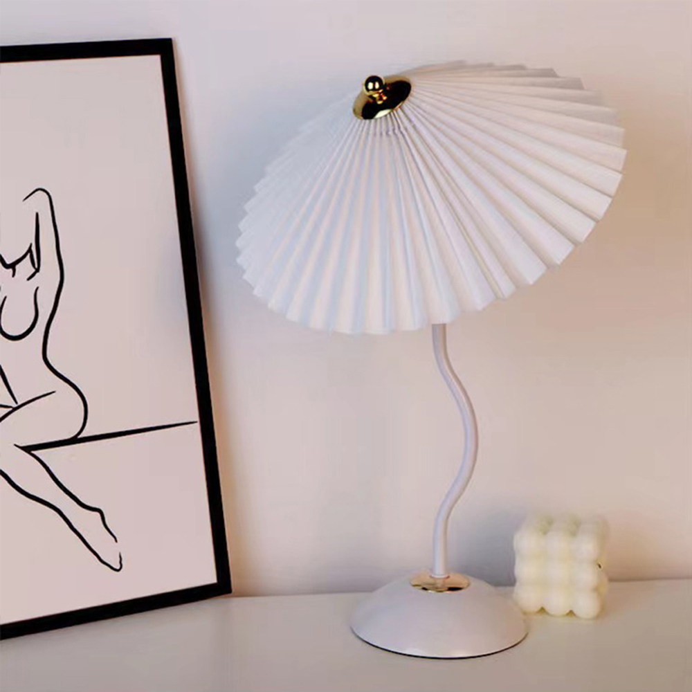 Nordic Simple Fabric Table Lamp Household Pleated Night Light