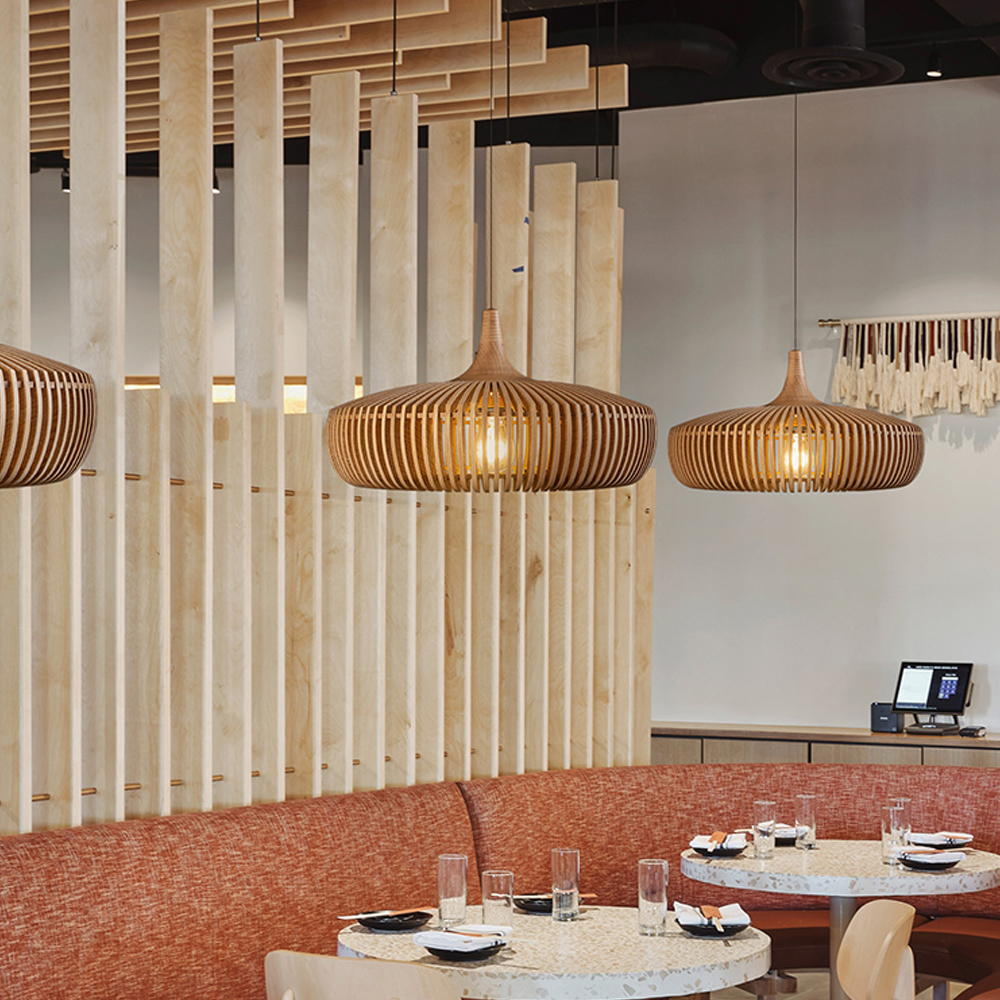 Nordic Wood Art Creative Living Room Pendant