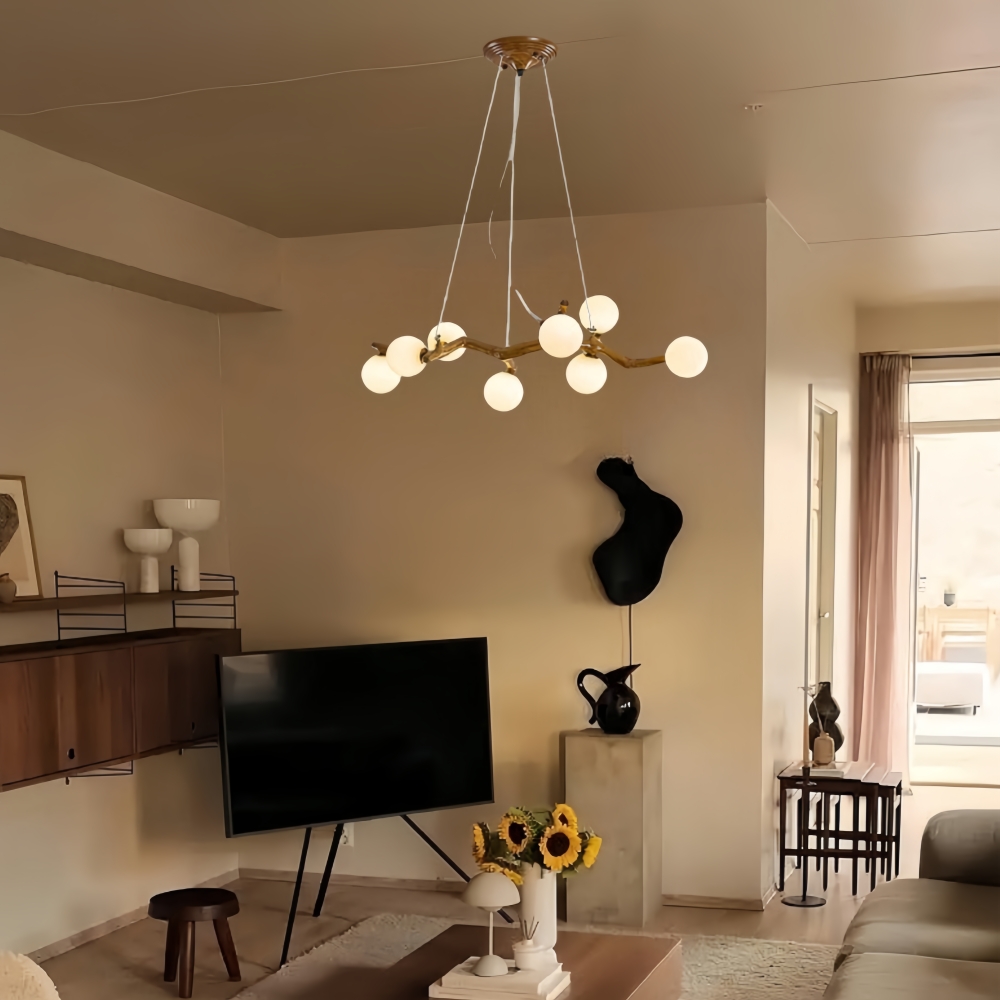 Wabi Sabi Style Retro Imitation Tree Branch Multi Headed Pendant Light