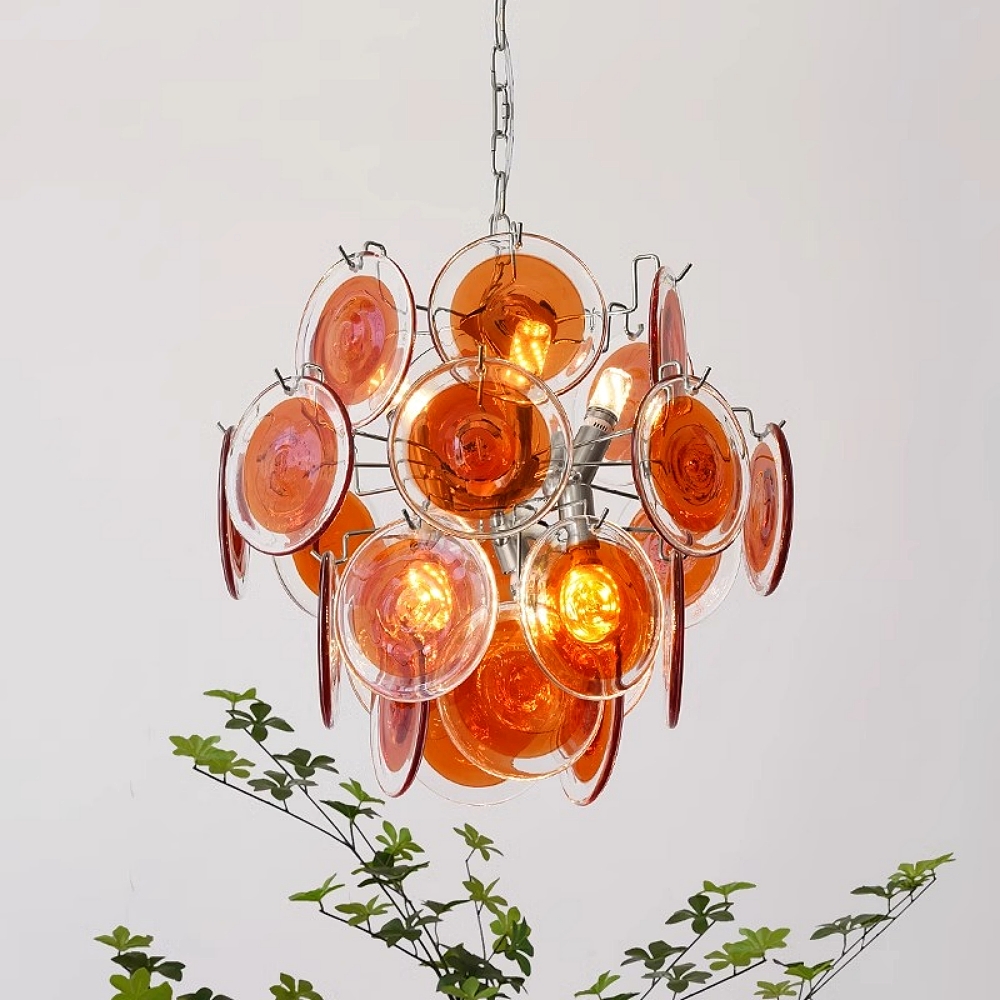 Italian Style Vintage Colored Multi-Layer Handmade Glass Pendant Light