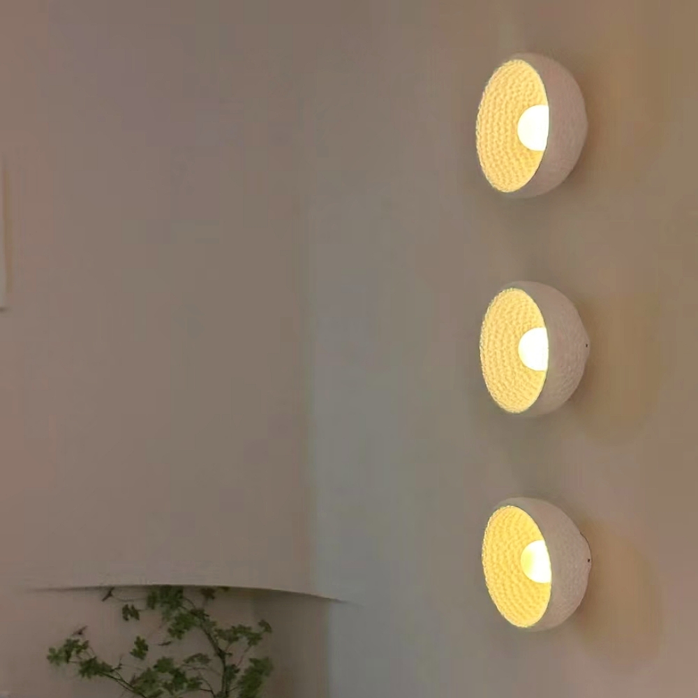 Wabi Sabi Style Retro White Resin Frosted Texture Wall Lamp