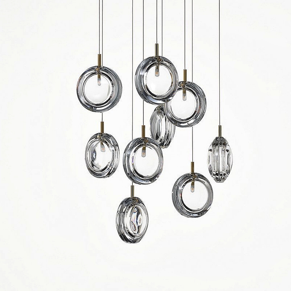 Modern Minimalist Restaurant Bar Counter Staircase Single Head Glass Chandelier