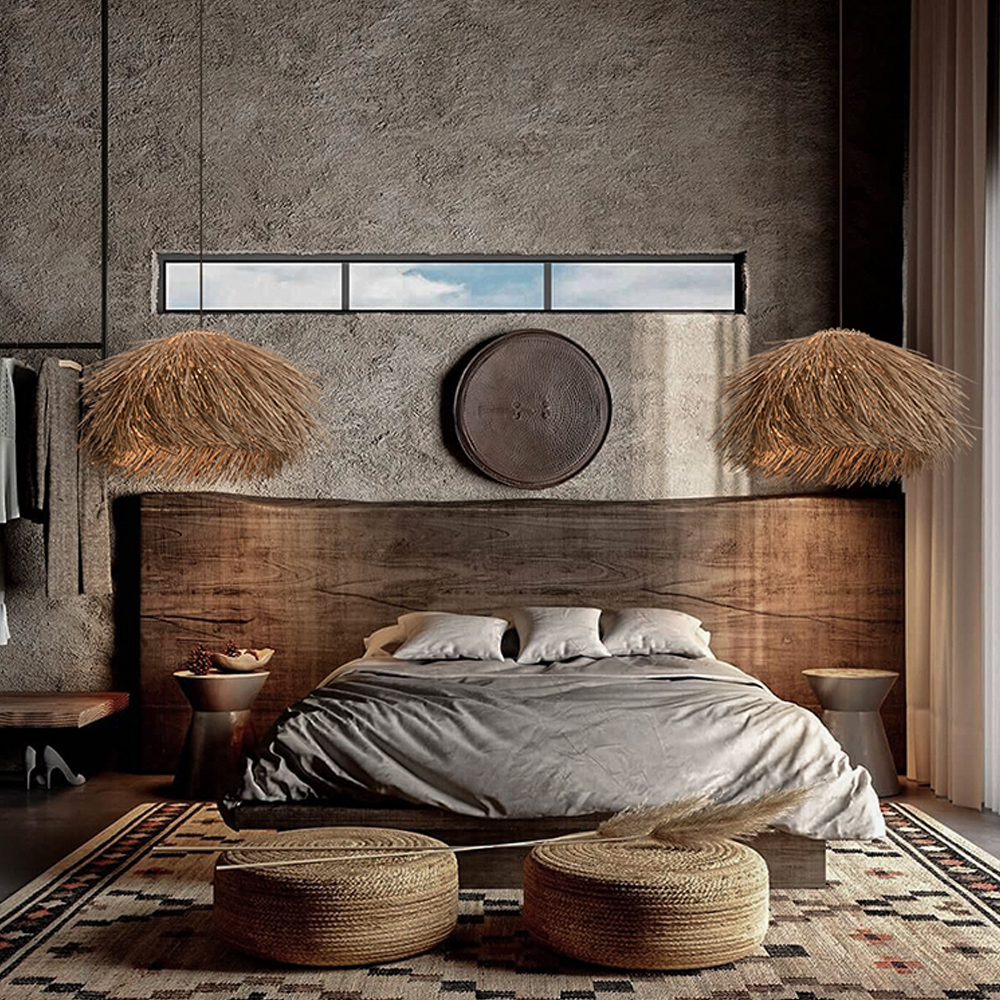 Southeast Asia B&B Retro Rattan Chandelier Wabi-sabi Bedroom Pendant Light