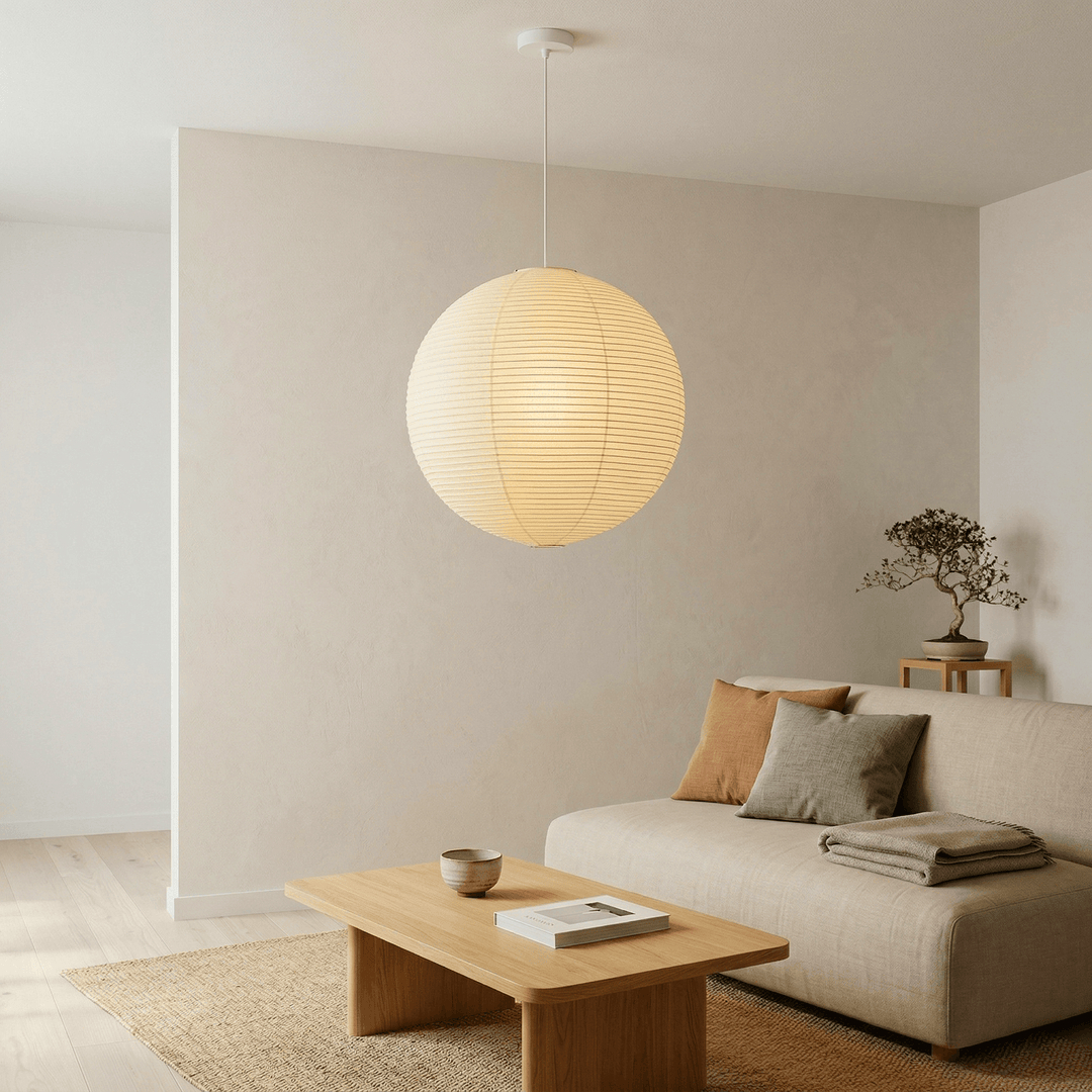 Japanese Simple Wabi-Sabi Ball Chandelier Inspired Paper Hanging Light