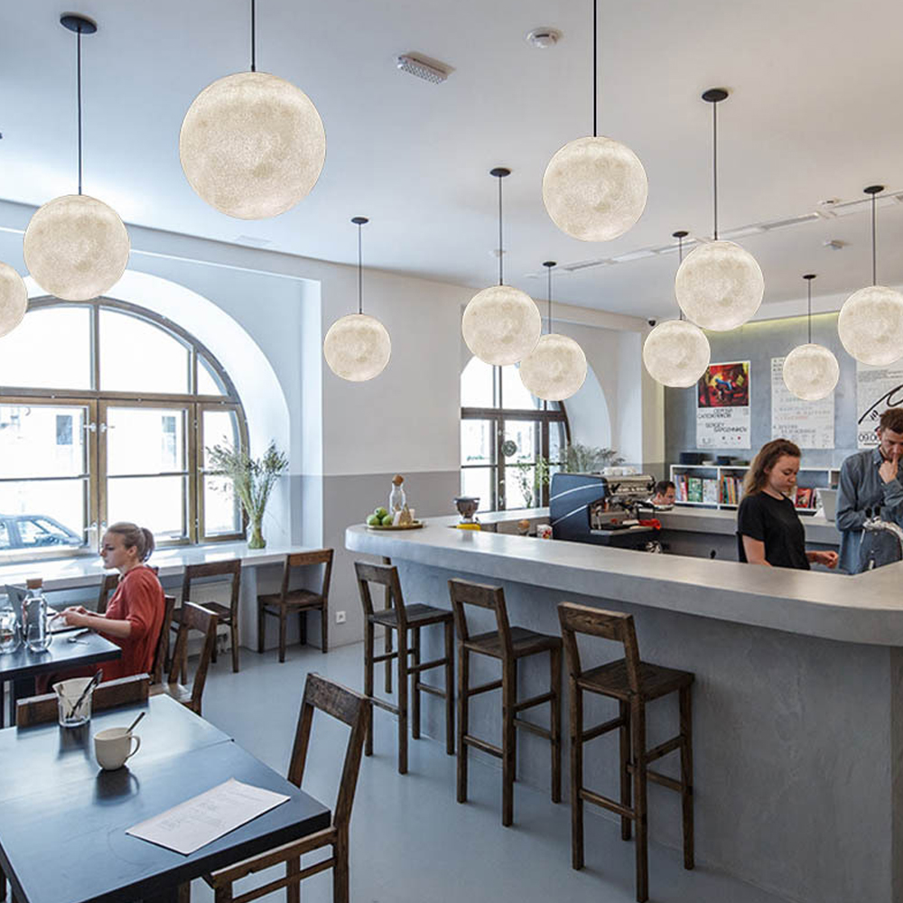 Quality Extra Large Resin Moon Chandelier Nordic Ball Planet Restaurant Pendant Light