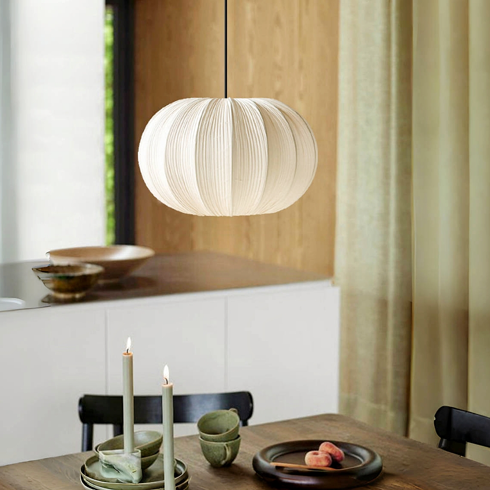 Wabi Sabi Style Retro Pleated Fabric Pendant Light