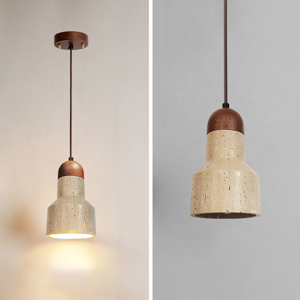 Wabi-Sabi Creative Homestay Travertine Stone Pendant Light Fixture