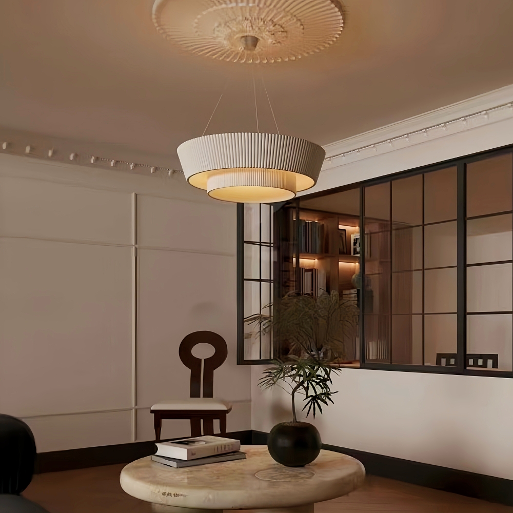 Japanese Style Creative Pleated Fabric Lighting Fixtures