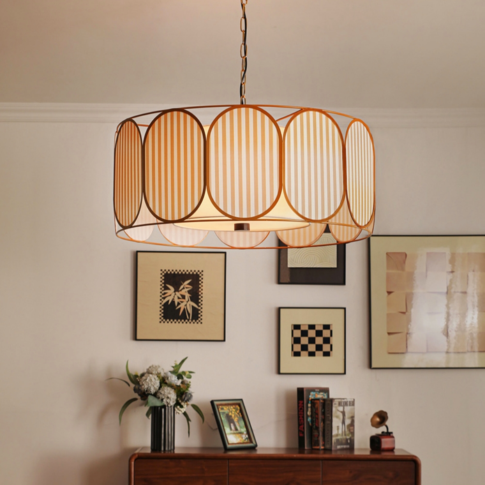 French Vintage Floral Fabric Pendant Light