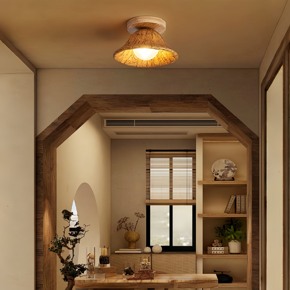 Retro Art Resin Ruffle Brown Ceiling Light