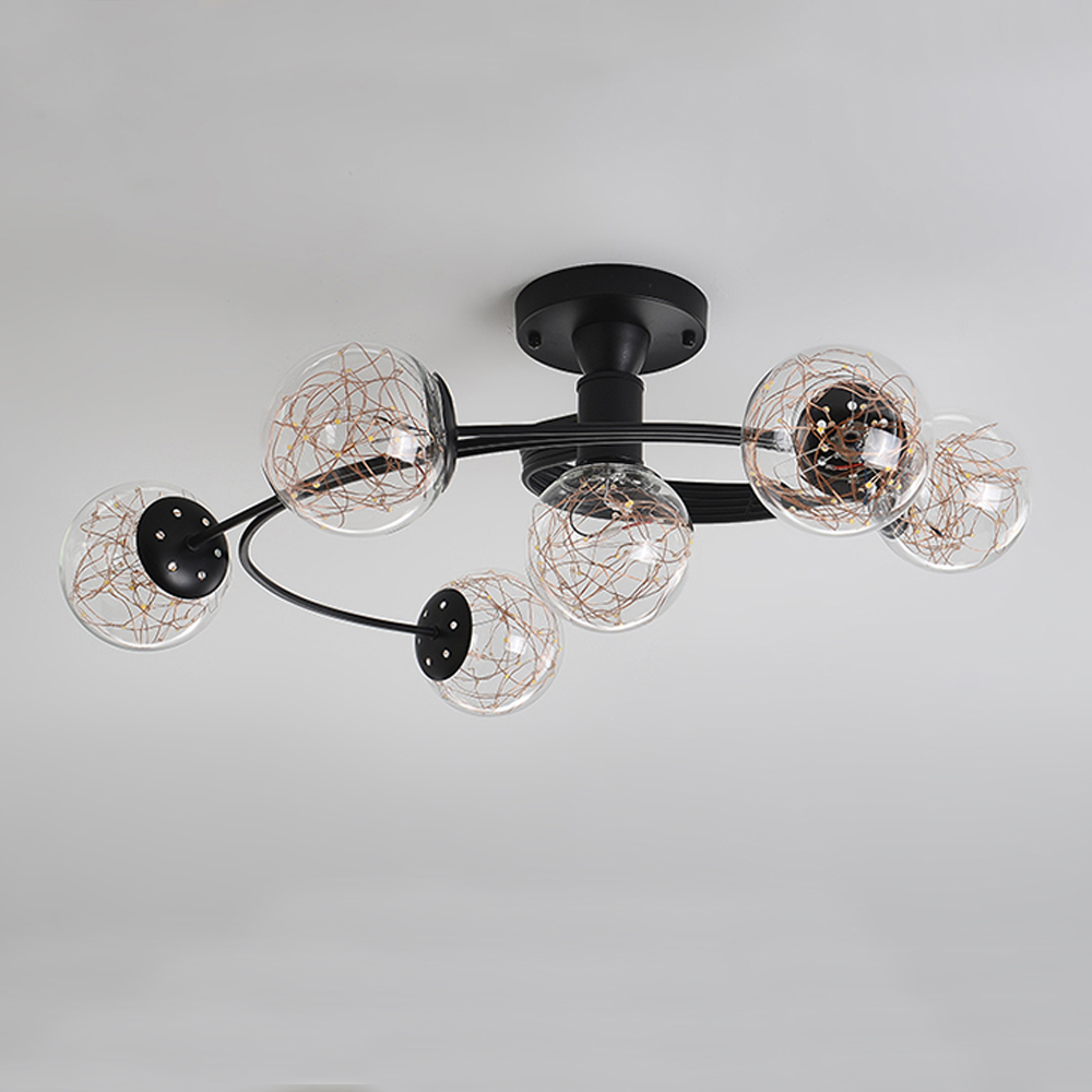 Nordic luxury star string chandelier glass bubble pendant lighting living room glass ball lamps