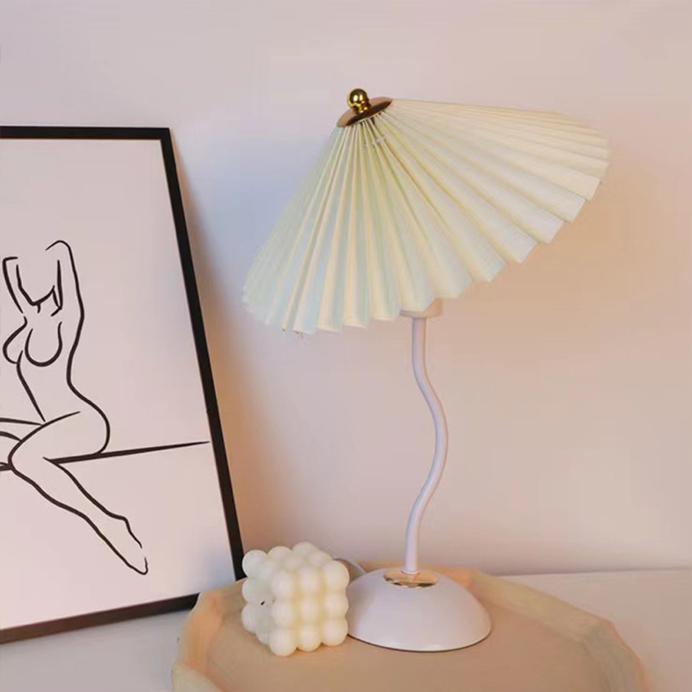 Nordic Simple Fabric Table Lamp Household Pleated Night Light
