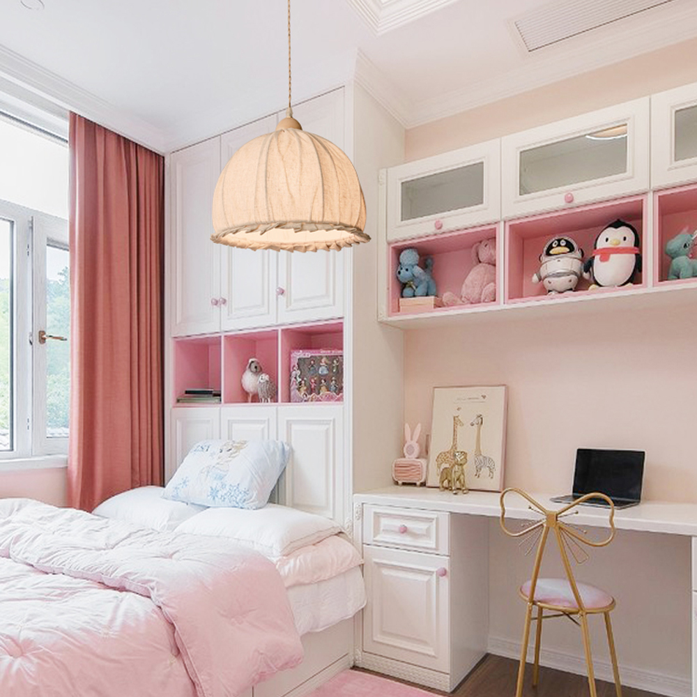 Minimalist Cotton Linen Fabric Chandelier Japanese-style Retro Pendant Light